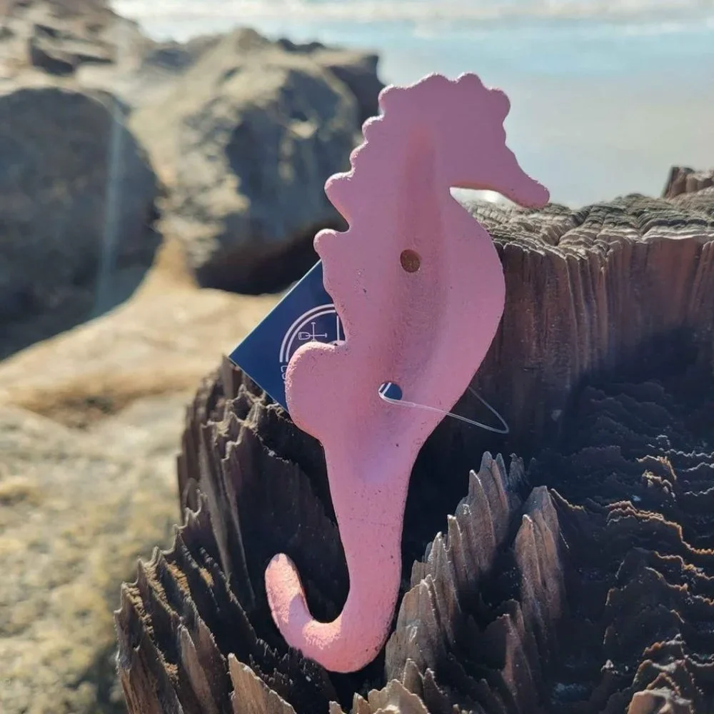 Cast Iron Seahorse Wall Hook Pink